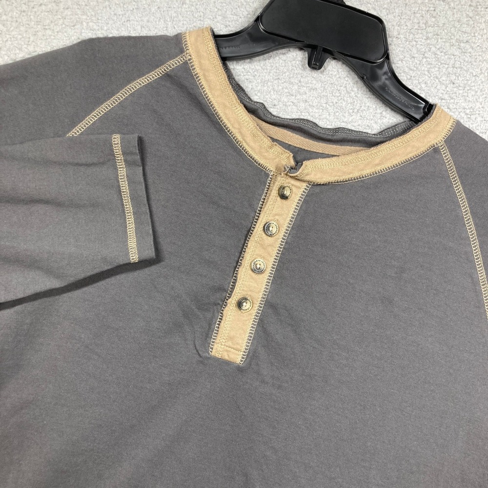 Legendary Whitetails Henley Shirt‎ Mens XL Gray Long Sleeve Contrast Stitching